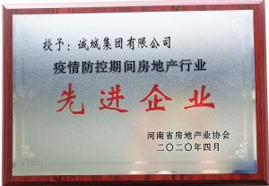 授予诚城集团疫情防控期间房地产行业**企业